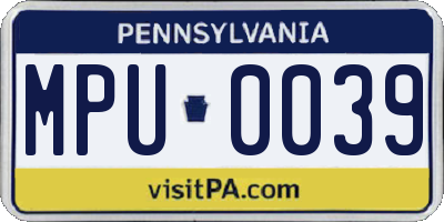 PA license plate MPU0039