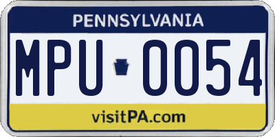 PA license plate MPU0054