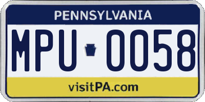 PA license plate MPU0058