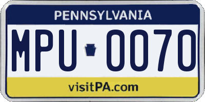 PA license plate MPU0070