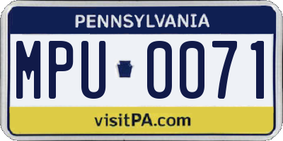 PA license plate MPU0071