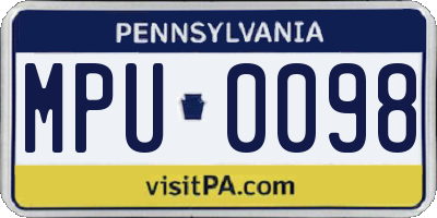 PA license plate MPU0098