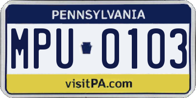 PA license plate MPU0103
