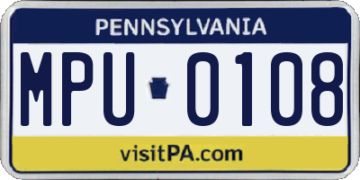 PA license plate MPU0108