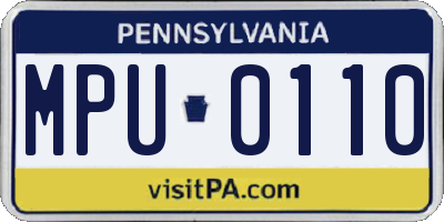 PA license plate MPU0110
