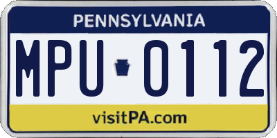 PA license plate MPU0112