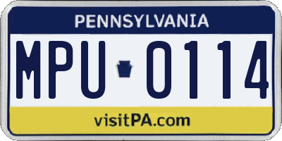 PA license plate MPU0114