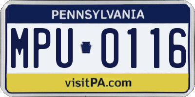 PA license plate MPU0116