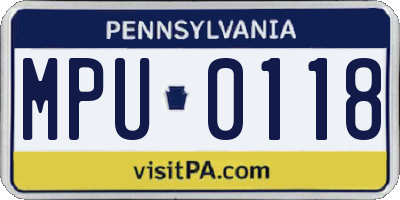 PA license plate MPU0118