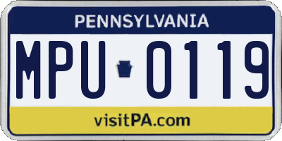 PA license plate MPU0119