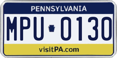 PA license plate MPU0130