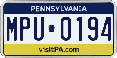 PA license plate MPU0194