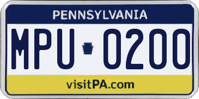PA license plate MPU0200