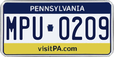 PA license plate MPU0209