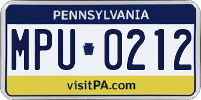 PA license plate MPU0212