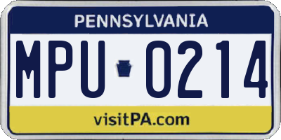 PA license plate MPU0214