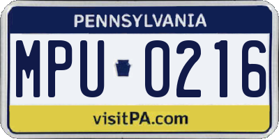 PA license plate MPU0216