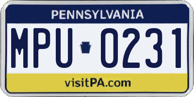 PA license plate MPU0231