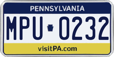 PA license plate MPU0232