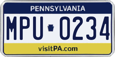 PA license plate MPU0234