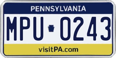 PA license plate MPU0243