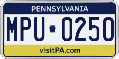 PA license plate MPU0250