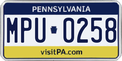 PA license plate MPU0258