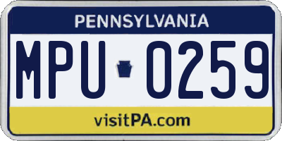 PA license plate MPU0259