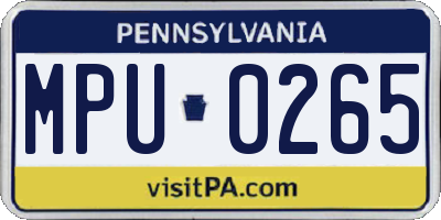 PA license plate MPU0265