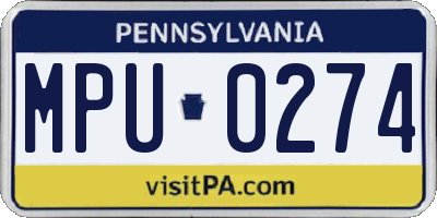 PA license plate MPU0274