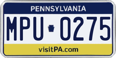 PA license plate MPU0275