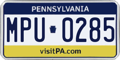 PA license plate MPU0285