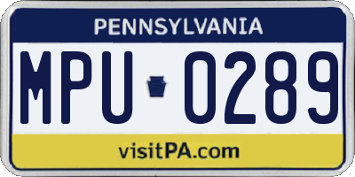 PA license plate MPU0289