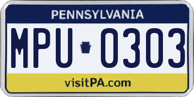 PA license plate MPU0303