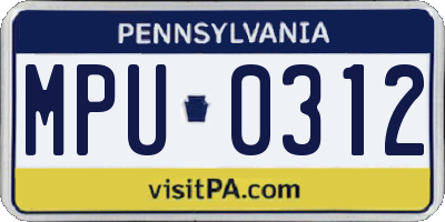 PA license plate MPU0312