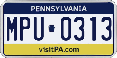 PA license plate MPU0313