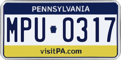PA license plate MPU0317