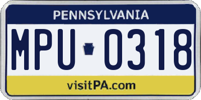 PA license plate MPU0318