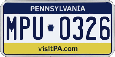 PA license plate MPU0326