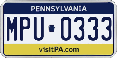 PA license plate MPU0333