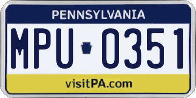 PA license plate MPU0351
