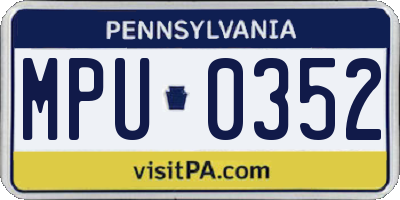 PA license plate MPU0352