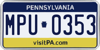 PA license plate MPU0353