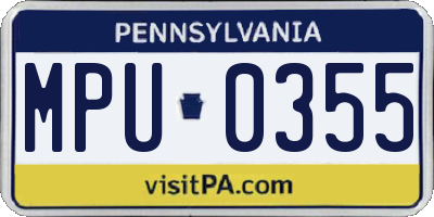 PA license plate MPU0355