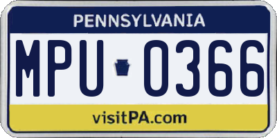 PA license plate MPU0366