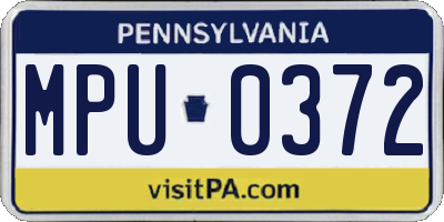 PA license plate MPU0372