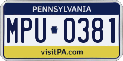 PA license plate MPU0381
