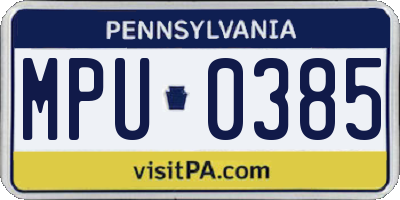 PA license plate MPU0385