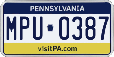 PA license plate MPU0387