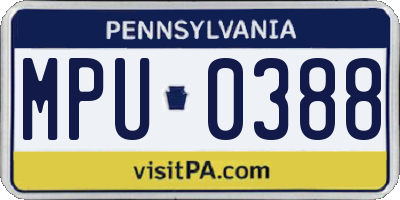 PA license plate MPU0388